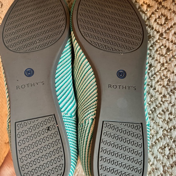 Rothy’s Turquoise Calypso Stripe The Pointe Flats - Picture 3 of 9